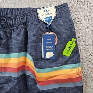 NWT Rowm Swim Trunks Shorts Men XXL 6" Inseam - Liner ‎ Blue Striped